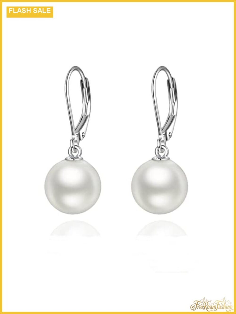 925 Sterling Silver Pearl Leverback Dangle Drop Earrings for Women